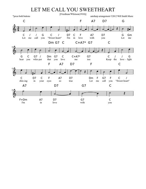 Let Me Call You Sweetheart Chorus In C Sheet Music For Piano Solo