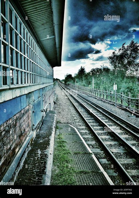 A Railway Track At Perivale Station On The Central Line Of The London