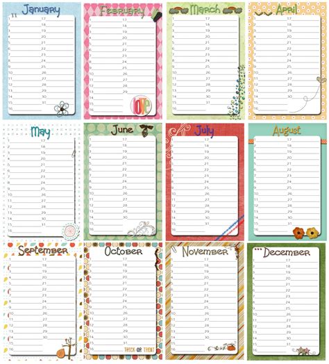Birthday calendar templates to remember special days. g*rated: Perpetual Birthday Calendar w/Printable