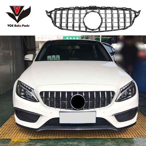 W205 Gtr Style Silver Mesh Racing Grill Grille For Mercedes Benz W205 C