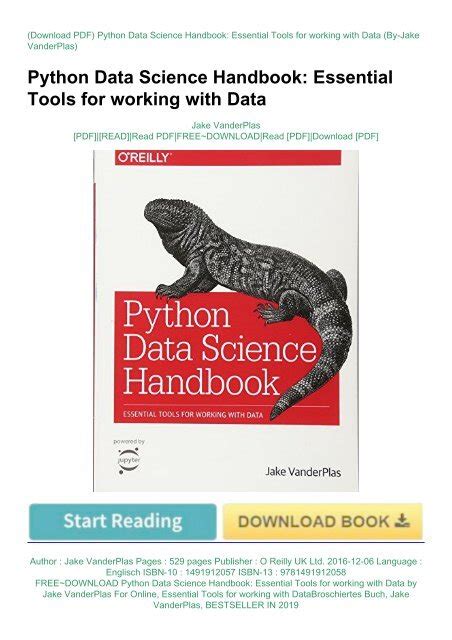 FREE DOWNLOAD Python Data Science Handbook Essential Tools For Working With Data By Jake