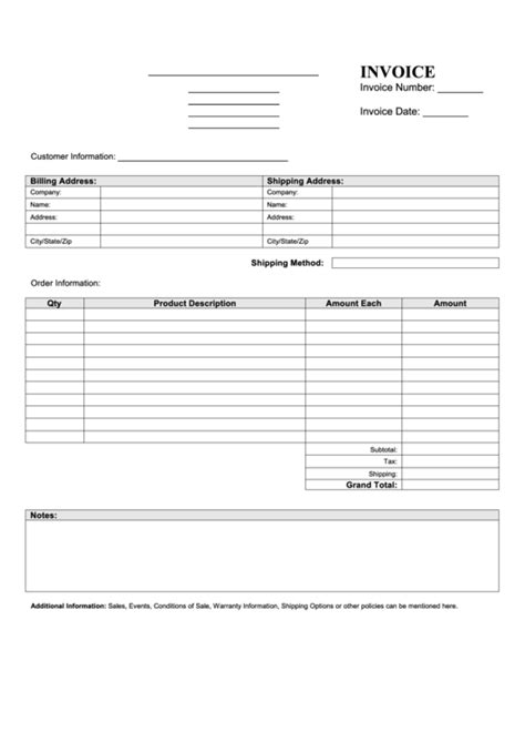 Free Blank Invoice Templates Pdf Eforms Hot Sex Picture