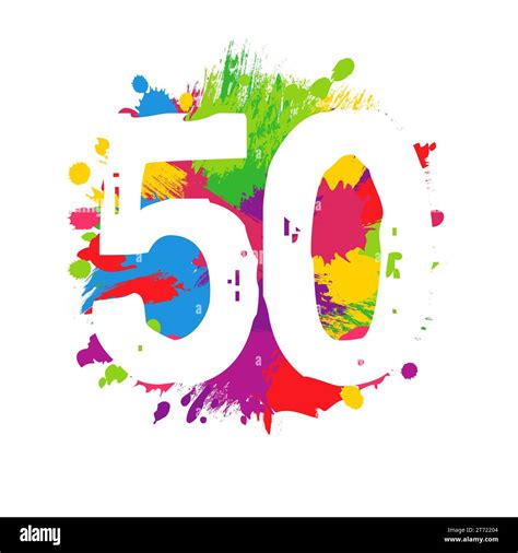 colorful background with creative number 50 grunge style 50th anniversary celebrating logo 50