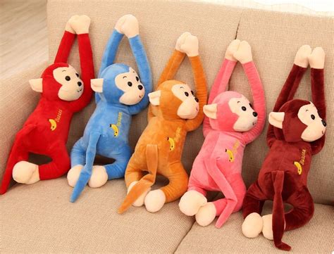 Lovely Plush Banana Monkey Toy Cute Stuffed Lying Monkey Doll T