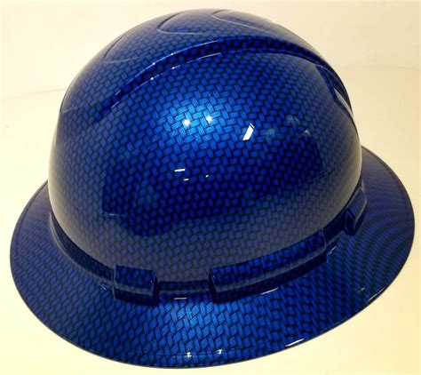 Full Brim Hydro Dipped Custom Hard Hat In Big Blue Carbon Etsy