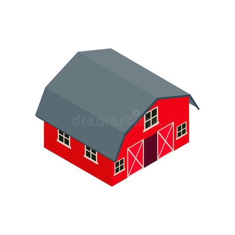 Wooden Red Barn Isometric 3d Icon Stock Vector Illustration Of Door