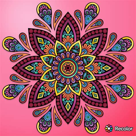 Brightly Colored Mandala On Pink Field Gradient Colors With No Added