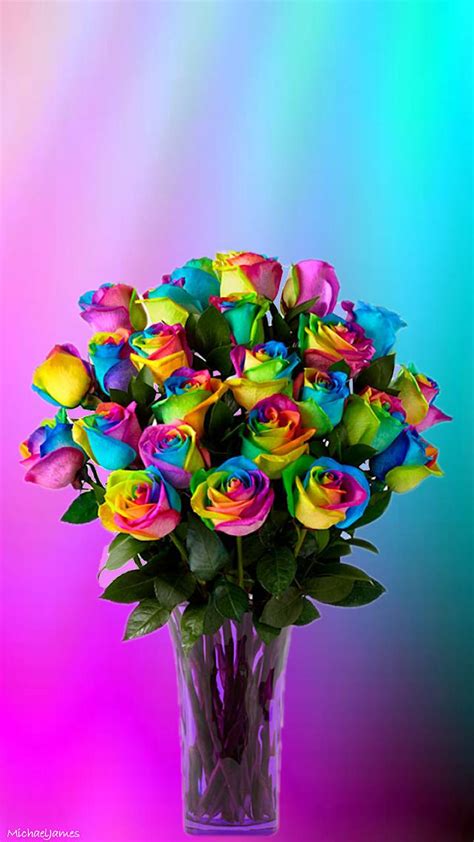 Beautiful Wallpaper Neon Rainbow Flowers Pictures