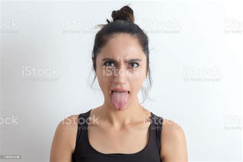 Woman Showing Her Tongue Stock Photo Download Image Now Adult