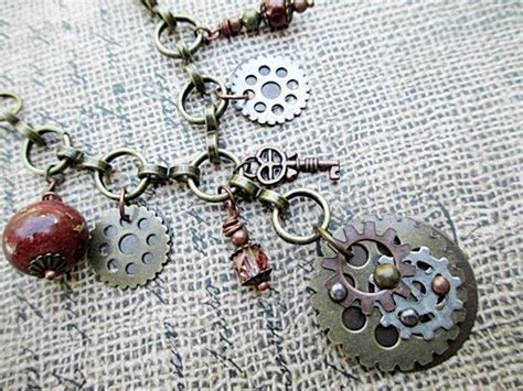 Steampunk Bead Necklace Beaded Jewelry Handmade Long Boho Etsy