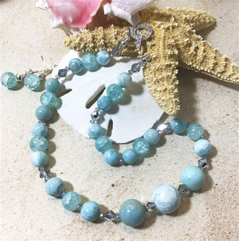 Seaside Blue Larimar Necklace In Sterling Silver Etsy Larimar