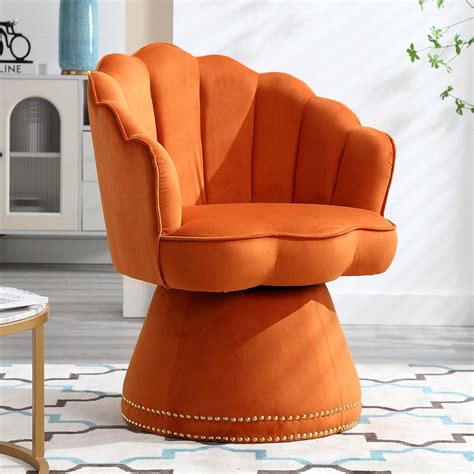 Tabaray Round Swivel Chair Modern Velvet Accent Chair Comfy Single