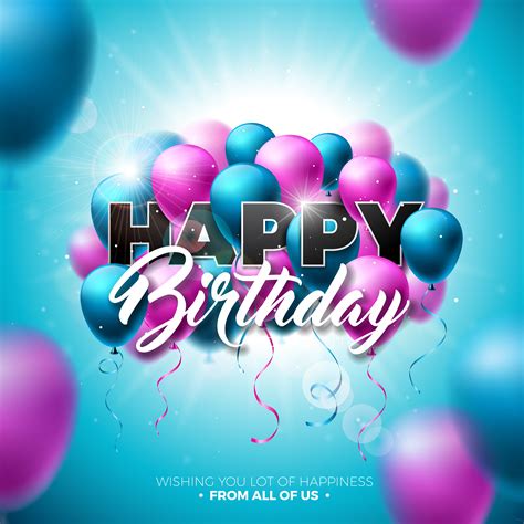 Happy Birthday Vector Design With Balloon Typography And 3d Element On
