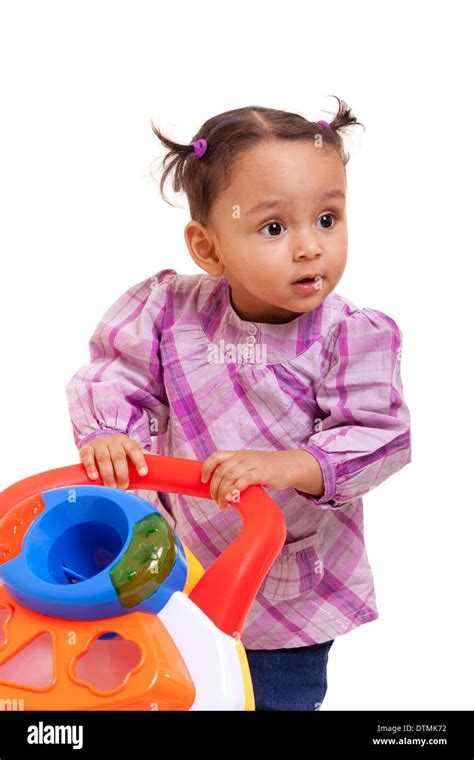 Cute Little African American Baby Girl Black People Isolated On White