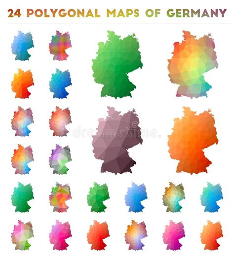 Set Of Vector Polygonal Maps Of Germany Stock Vector Illustration Of