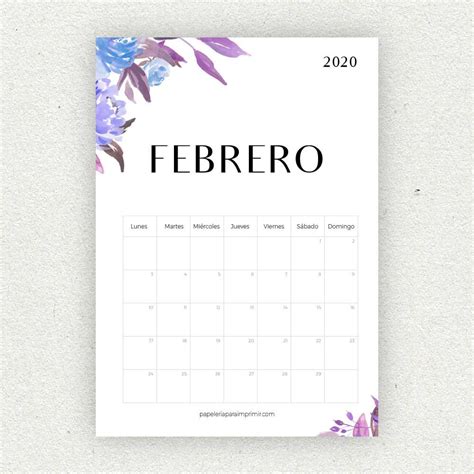 Calendario Mensual Calendarios 2020 Para Imprimir Bonitos