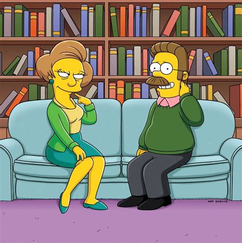 Ned On The Couch With Mrs K Simpsons T The Simpsons Show Simpsons Cartoon Ned Flanders