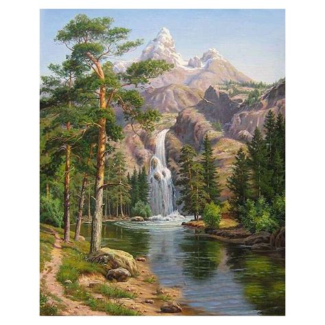 Diy Oil Painting By Numbers Paint By Number Kits Stone Pines