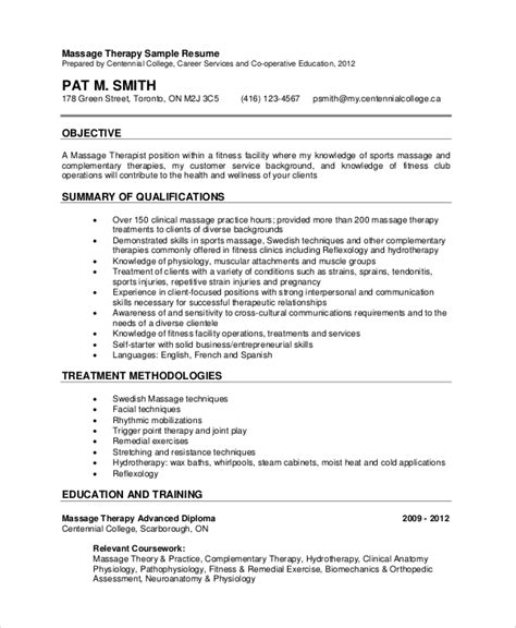 Massage Therapy Sample Massage Therapist Resume Master Of Template Document