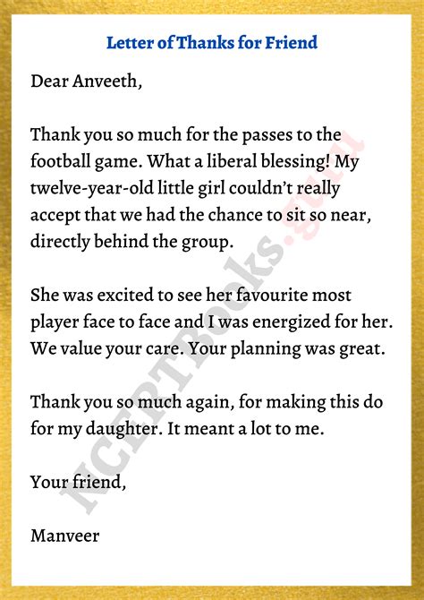 Sample Personal Thank You Letter To A Friend Personal Thank You Letter Samples