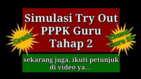 Simulasi Try Out PPPK Guru Tahap 2 PGSD YouTube