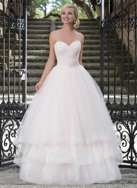 Ruched Tulle Sweetheart Neckline Pastel Ball Gown Wedding Dresses Tiered Bridal Gowns With