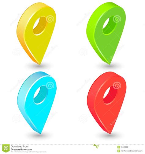 Set Of Isometric Map Pointers Multicolor Map Pin Icons Stock Vector