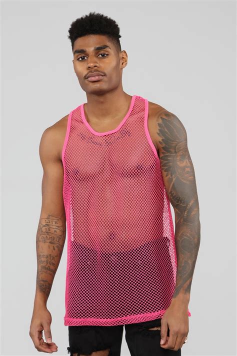 Mens Sexy Tank Tops Fishnet Sheer T Shirts Muscle Vest Pullover See