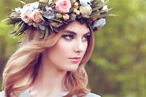 Beautiful Blonde Woman With Flower Wreath On Her Head Beautiful Blonde Beautiful Blonde Woman