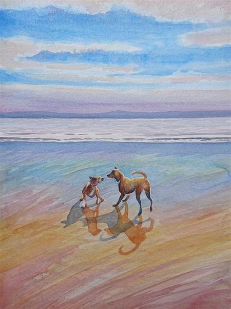 Watercolor All I Need Is My Dogand The Beach Original Watercolour Art