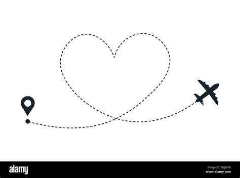 Love Plane Route Airplane Heart Line Path Stock Vector Image And Art Alamy