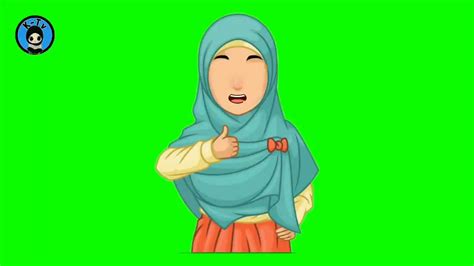 Green Screen Animasi Muslimah Berhijab Mengangkat Jempol Youtube