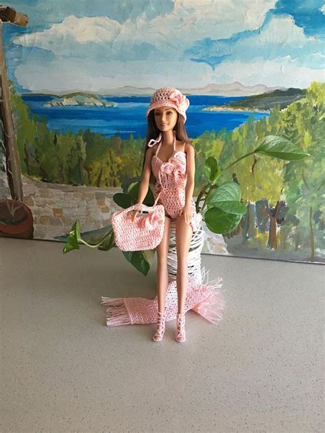 Barbie Crochet Dress Barbie Swimsuit Pink Monokini Barbie Barbie Dress Barbie Swimsuit