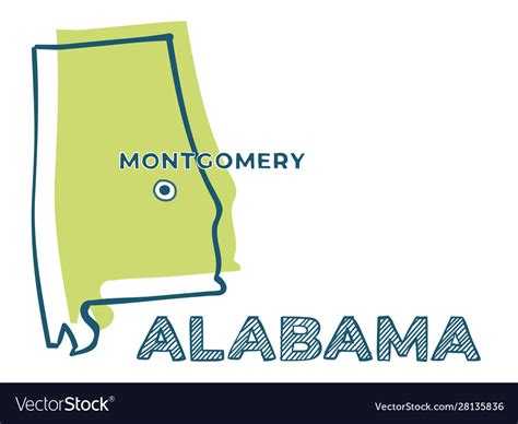 Doodle Map Alabama State Usa Royalty Free Vector Image
