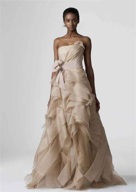 Beige Ruffle Wedding Gown Love Beigewedding Weddingdress Vera Wang