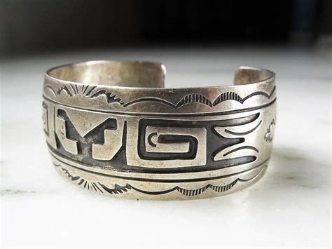 Vintage Hopi Overlay Native American Sterling Silver Cuff Etsy