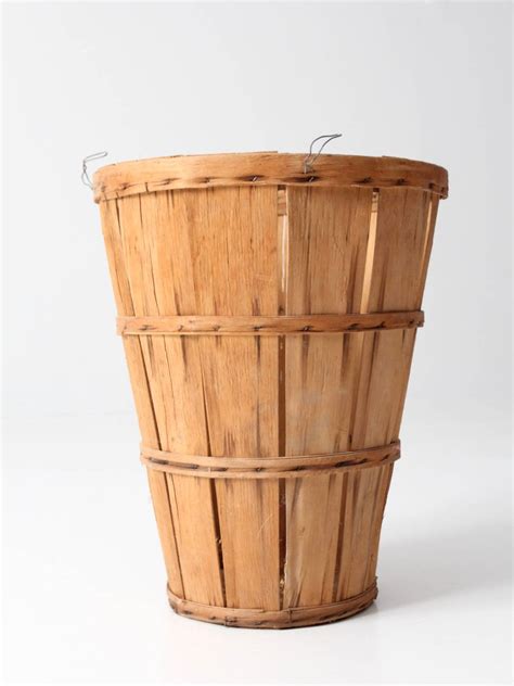 Vintage Orchard Basket Tall Wooden Bushel Basket Etsy