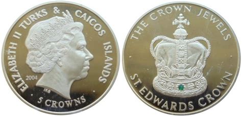 5 Crowns Elizabeth II St Edwards Crown Gold Plated Turks And