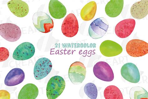 Watercolor Easter Eggs Colorful Clip Art Pack 214561 Illustrations