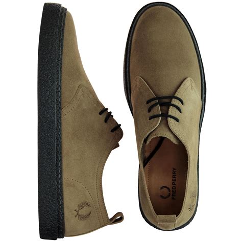 Fred Perry Linden Retro Mod Suede Shoes In Almond