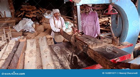 Indian Sawmill Wood Worker Working On Factory In India Oct 2019
