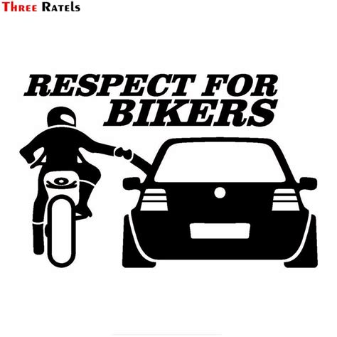 Three Ratels Tz 1430 13x20cm Respect For Bikers Car Stickers Funny Auto