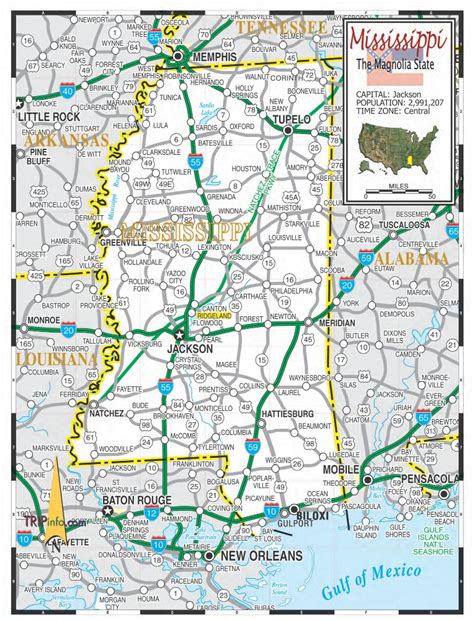 Mississippi Road Map And Highway Map Free And Printable