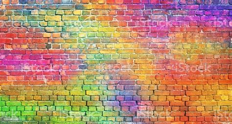Color Brick Wall Multicolored Masonry Rainbow Background Stock Photo