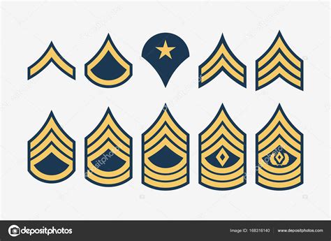 Military Ranks Stripes And Chevrons Vector Set Army Insignia — Stock