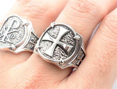 Templar Ring Mens Templar Ring Knights Templar Ring Silver Etsy