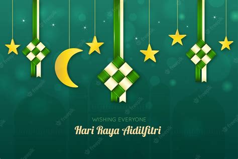 Premium Vector Realistic Hari Raya Aidalfitri Moon And Stars