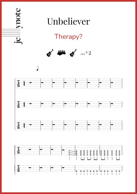 therapy unbeliever guitar and bass sheet music jellynote