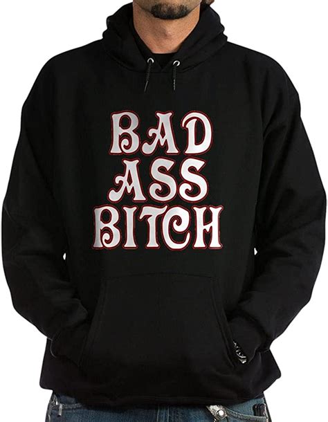 Bad Ass Bitch Mens Hooded Sweatshirt Black Uk Clothing