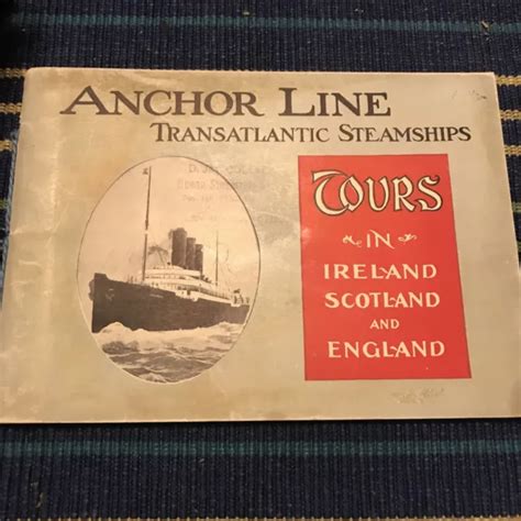 Vintage Ocean Liner Booklet Anchor Line Transatlantic Tours England Fd8